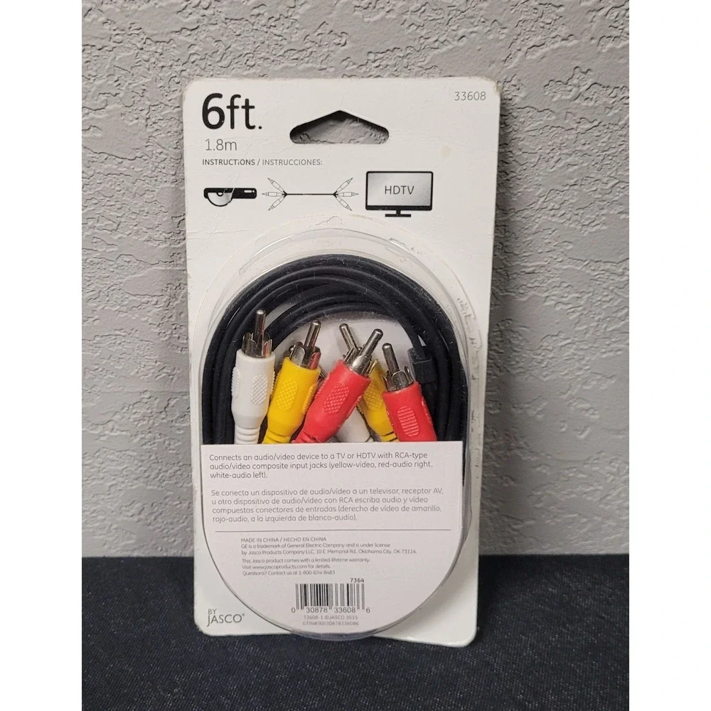 GE 6ft. Composite Audio/Video RCA Cable (Model: 33608) - New Open Package